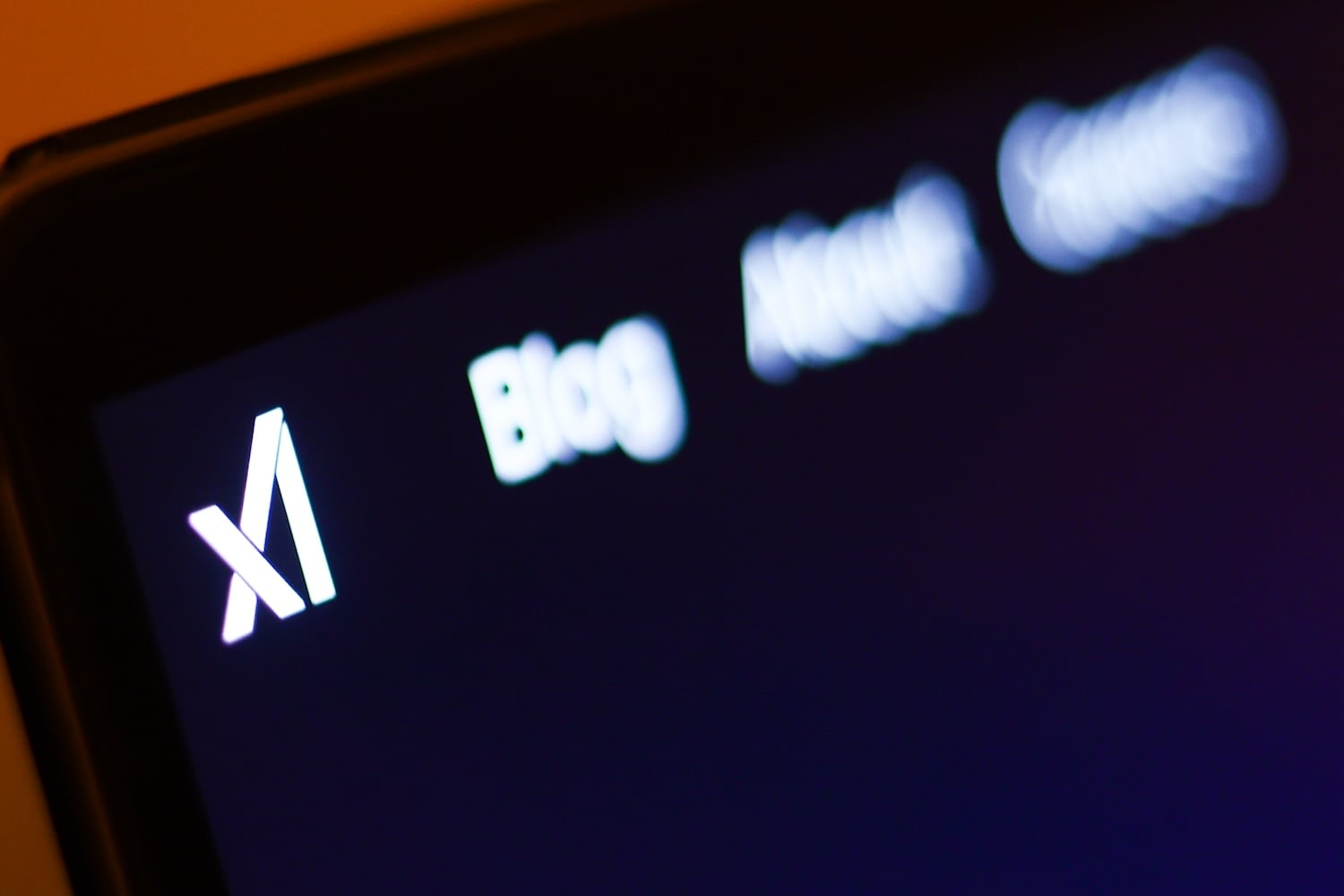 Website for Elon Musk's xAI displayed on a computer monitor