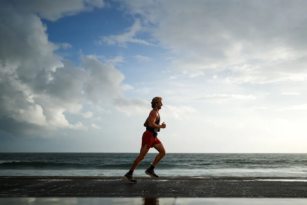 Running next to beach