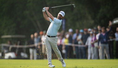 NEW DELHI, INDIA - OCTOBER 18: Brian Harman of the United States plays his approach on hole 16 on day three of the DP World India Championship 2025 at Delhi Golf Club on October 18, 2025 in New Delhi, India.
