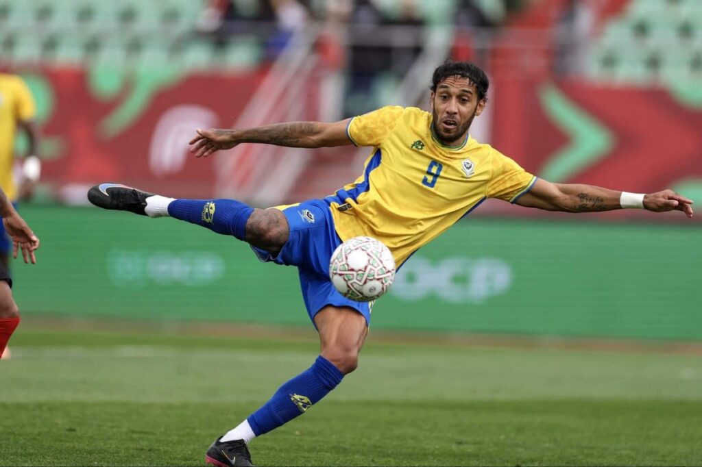 Pierre-Emerick Aubameyang shooting in action for Gabon