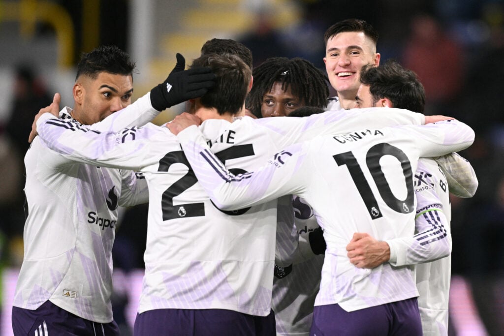 Benjamin Sesko during the Premier League match between Burnley and Manchester United at Turf Moor in Burnley, England, in 2026.