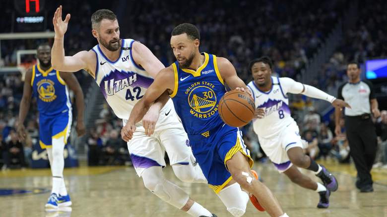 Kevin Love and Stephen Curry