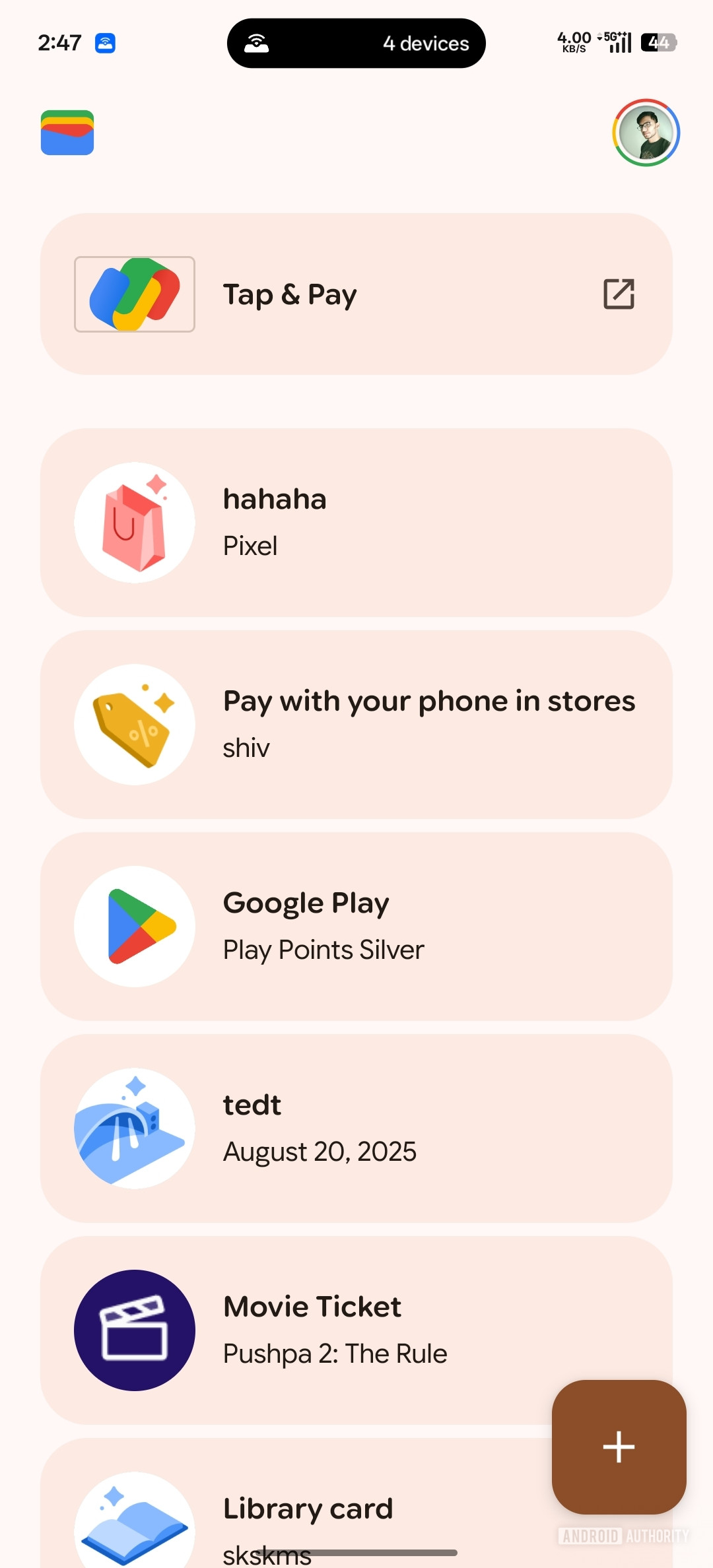 Google Wallet Current passes UI