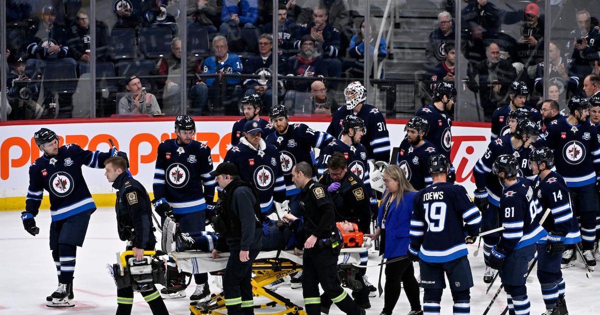 Winnipeg Jets’ Haydn Fleury stretchered off ice after scary collision