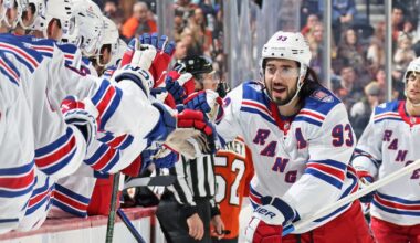 Zibanejad sets Rangers' record for power-play goals, ties team hat trick record in win over Flyers