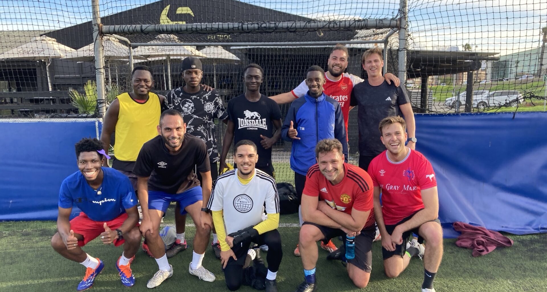 Matt Suzor, JD (front row, right), played soccer every Sunday while he was abroad in Cape Town, South Africa, during his final semester of law school.