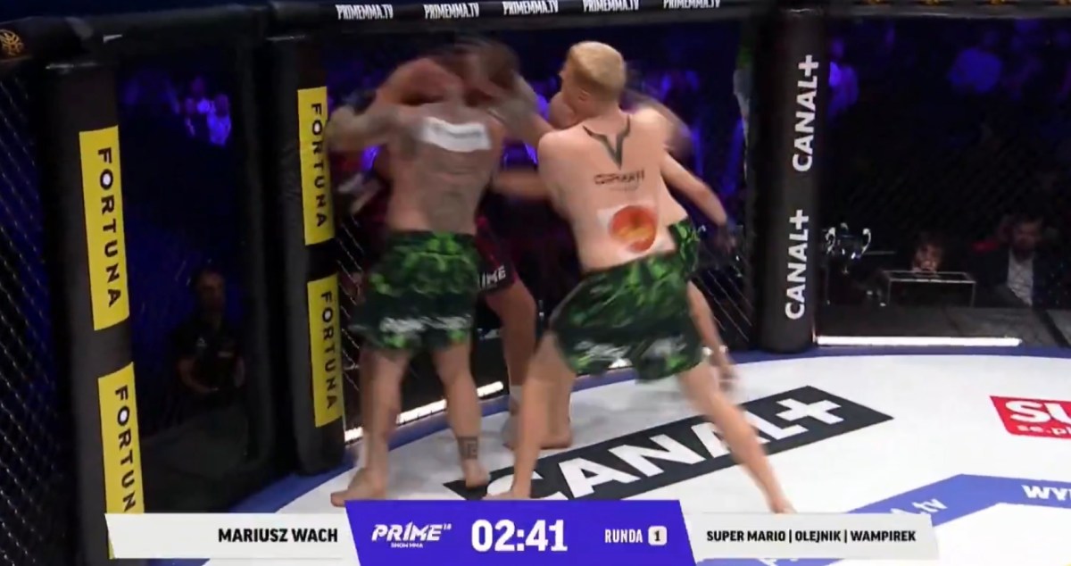 Video: Massive 6’8” boxer batters trio of hapless influencers in Polish freak show fight