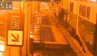 Video shows person jumping onto moving GO train