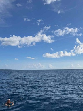 Katy Perry snaps a photo of Justin Trudeau taking a swim.
