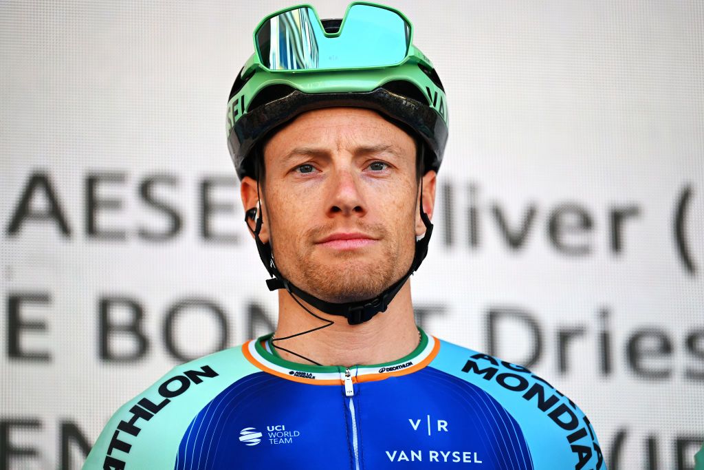 KORTRIJK, BELGIUM - MARCH 02: Sam Bennett of Ireland and Team Decathlon AG2R La Mondiale prior to the 77th Kuurne - Bruxelles - Kuurne 2025 a 196.9km one day race from Kortrijk to Kuurne on March 02, 2025 in Kortrijk, Belgium. (Photo by Luc Claessen/Getty Images)