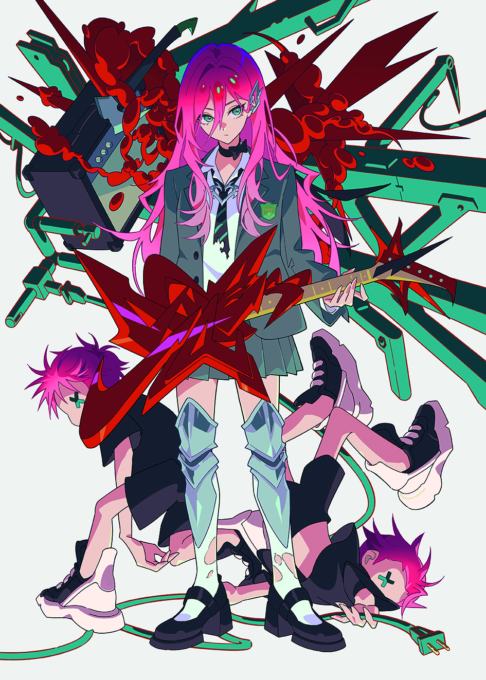 Digital character art that blends an anime style with graffiti