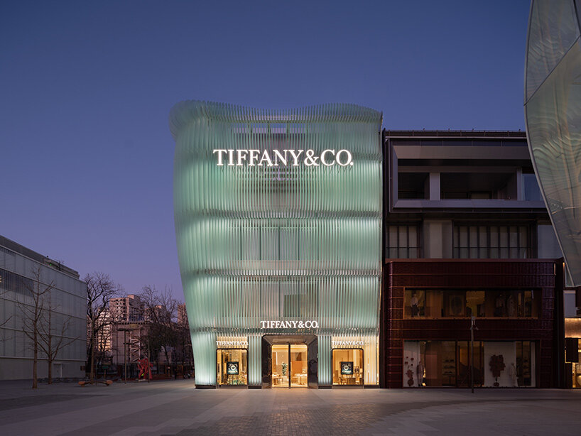 MVRDV wraps tiffany & co. beijing flagship in rippling facade of translucent glass fins