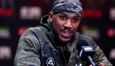 Anthony Joshua speaks at a pre-fight press conference