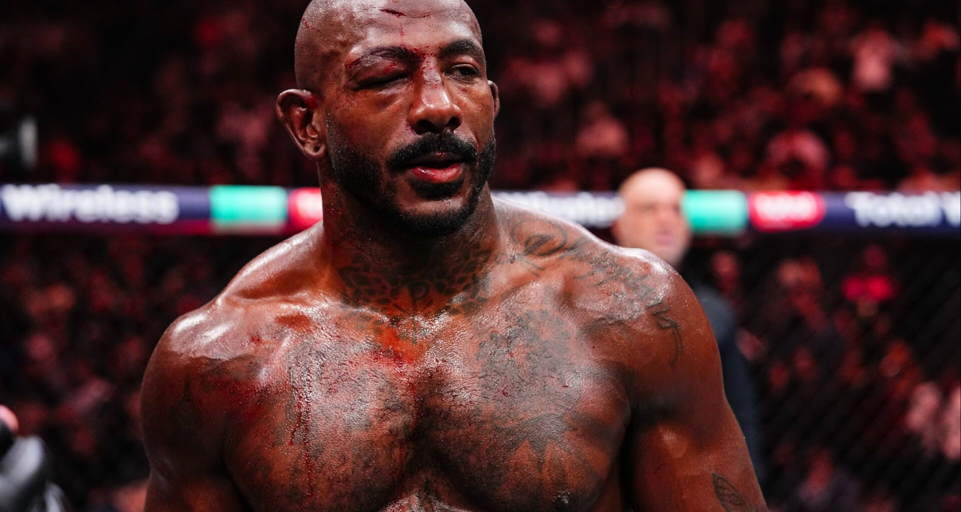 Khalil Rountree Jr. reacts in the Octagon after a loss to Jiri Prochazka
