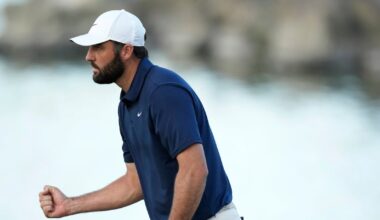 Si Koo Kim leads American Express with Scheffler and teenager Blades Brown 1 shot behind.