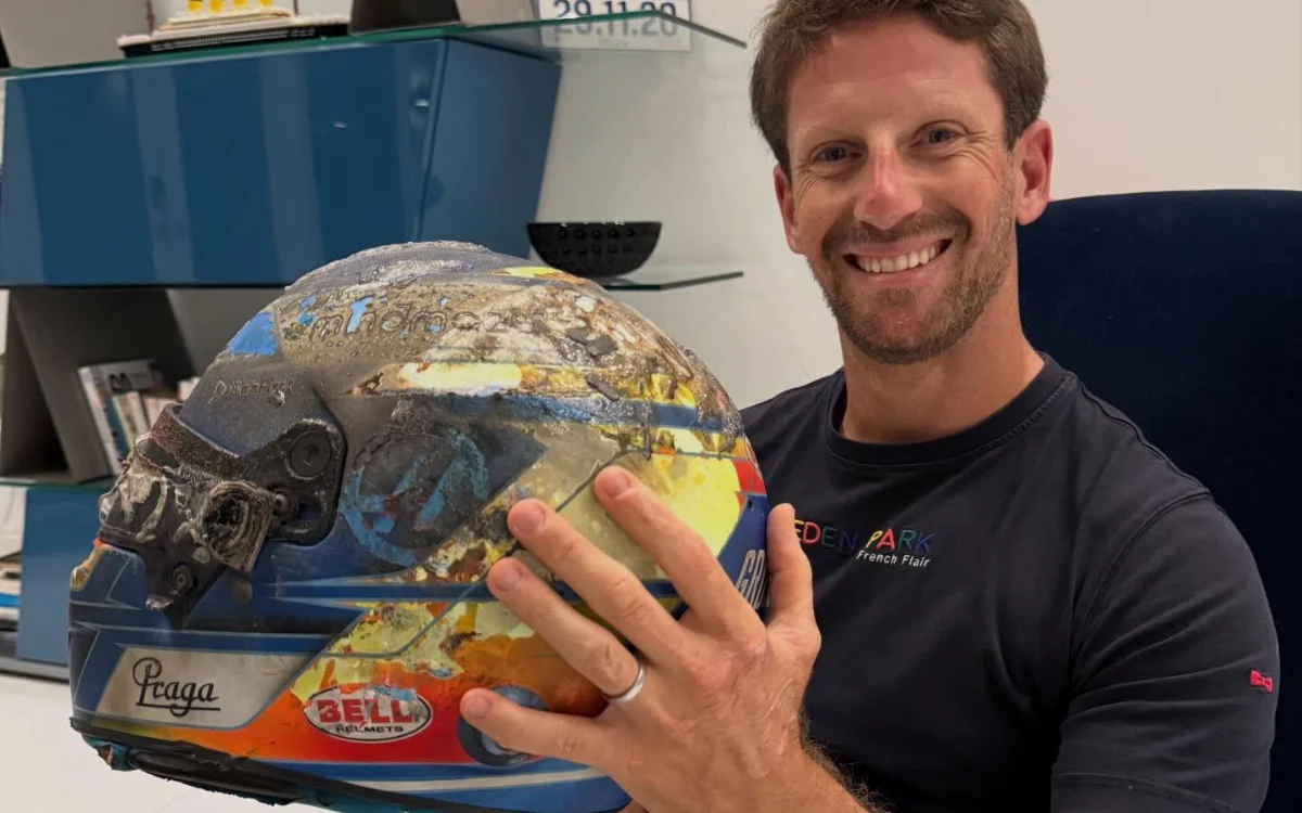 Romain Grosjean just reunited with the melted Formula 1 helmet that saved his life 5 years ago