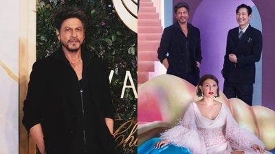 Shah Rukh Khan with Millie Bobby Brown and Lee Jung-jae at Joy Awards.