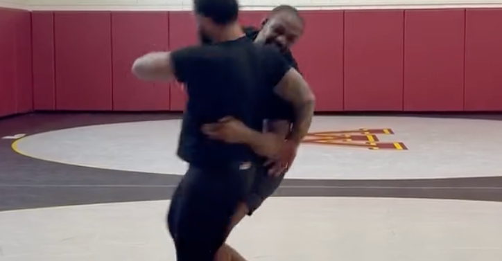 Video: Jon Jones stuns Gable Steveson with trip takedown
