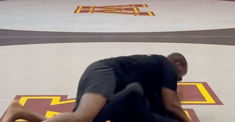 Watch Gable Steveson wrestle Jon Jones ahead of third MMA bout