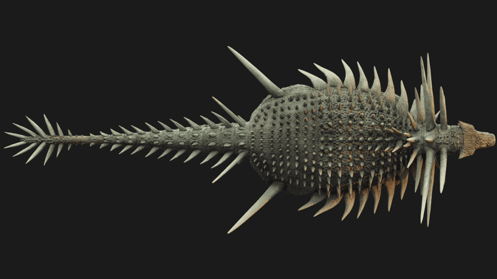 Artist recreation of spicomellus  ankylosaur overhead view