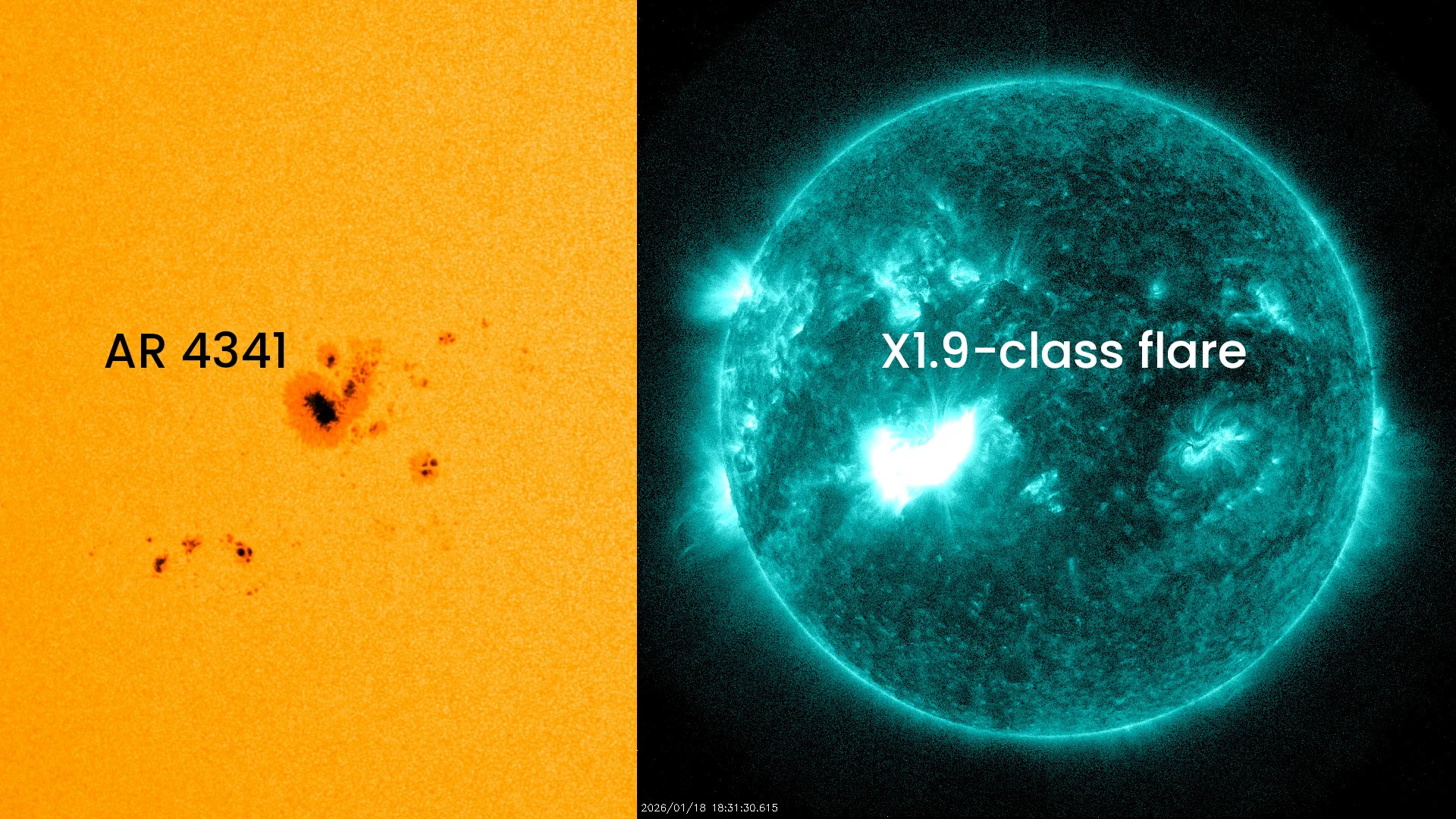 Sunspot Solar Flare - Jan 18 2026 - NASA NOAA