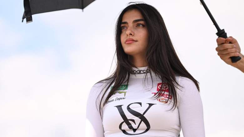 Toni Breidinger before Truck race.