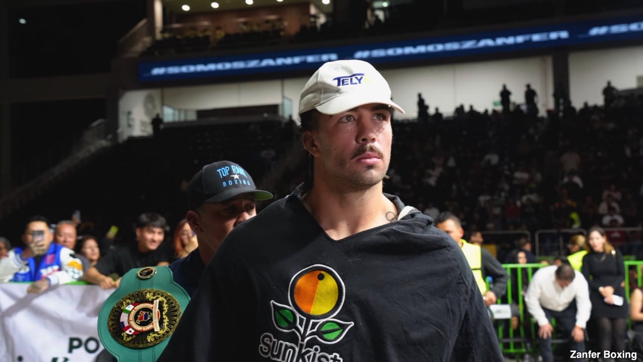 Richard Torrez Jr. walks toward the ring wearing a white cap and black shirt during his entrance for his fight against Tomas Salek on November 15, 2025, at Arena Coliseo in San Luis Potosi, Mexico.