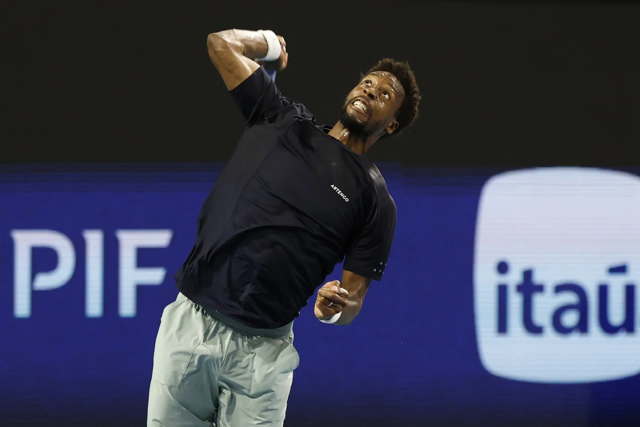 Gael Monfils in action ahead of the US Open.