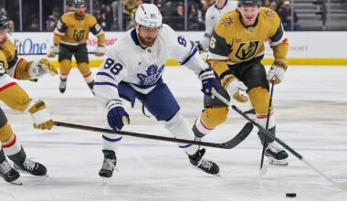 Toronto Maple Leafs' William Nylander exits vs. Vegas Golden Knights with lower-body injury
