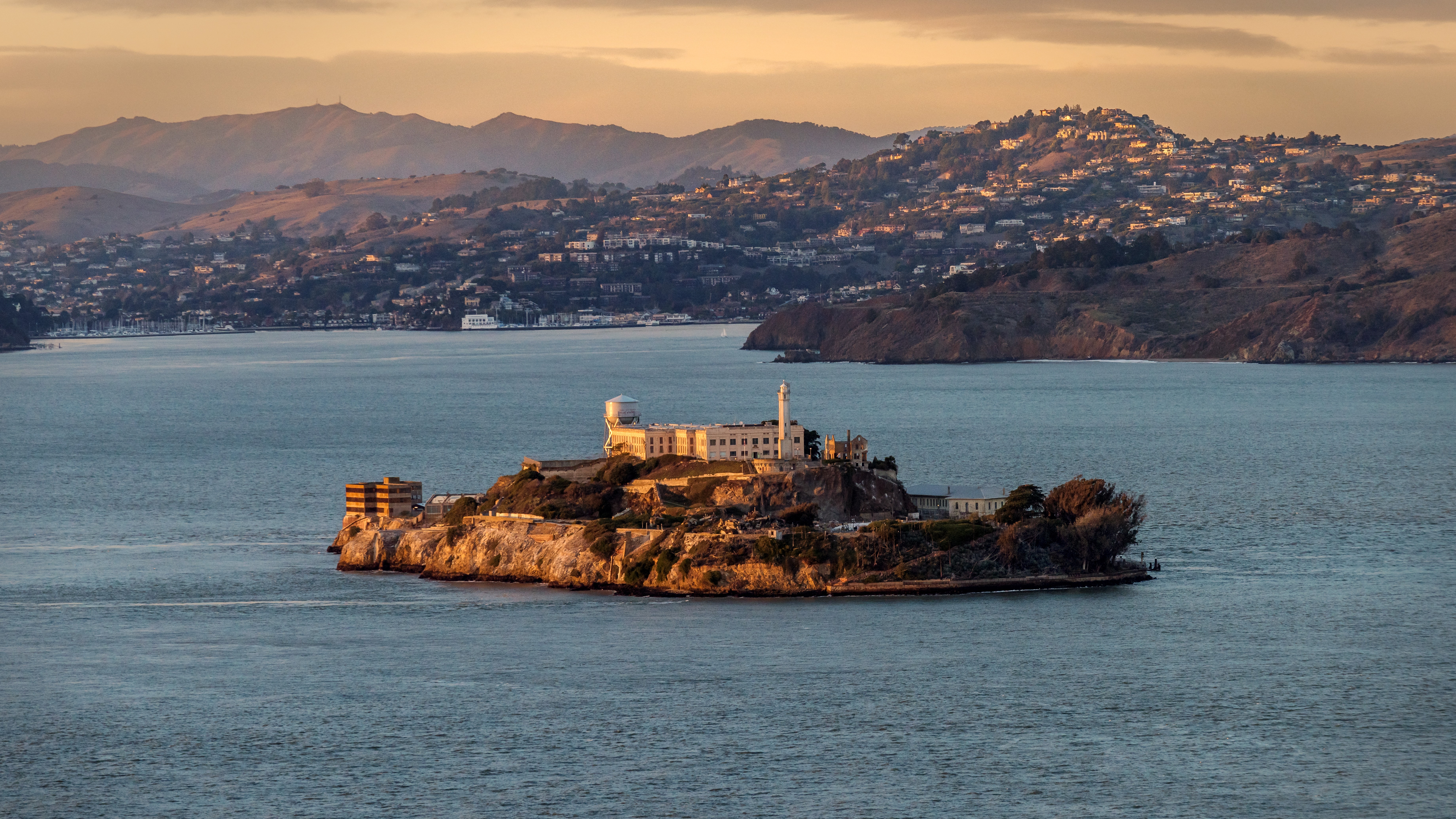 A photo of Alcatraz Island in San Francisco Bay.