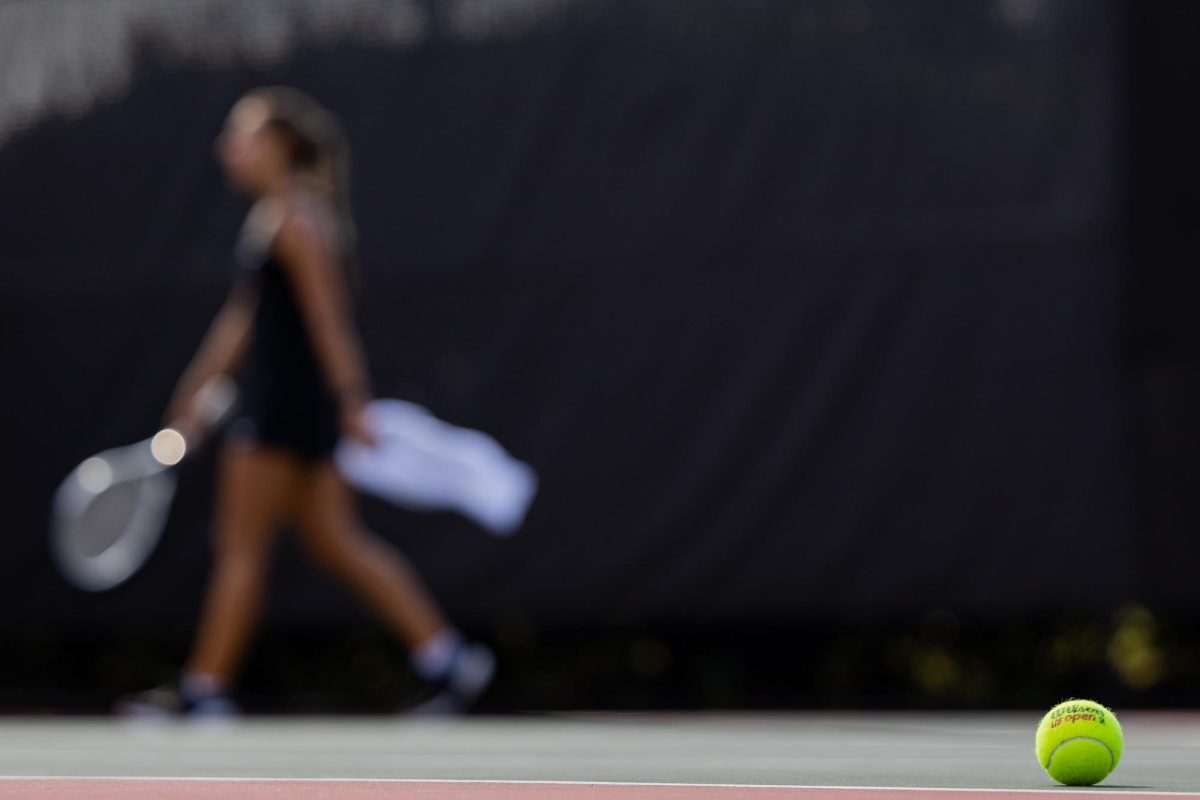 An Alabama women's tennis player walks through the stadium during the 2024 Roberta Alison Fall Classic.