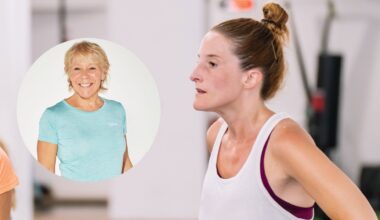 Annie Deadman and woman in gym stock photo composite image
