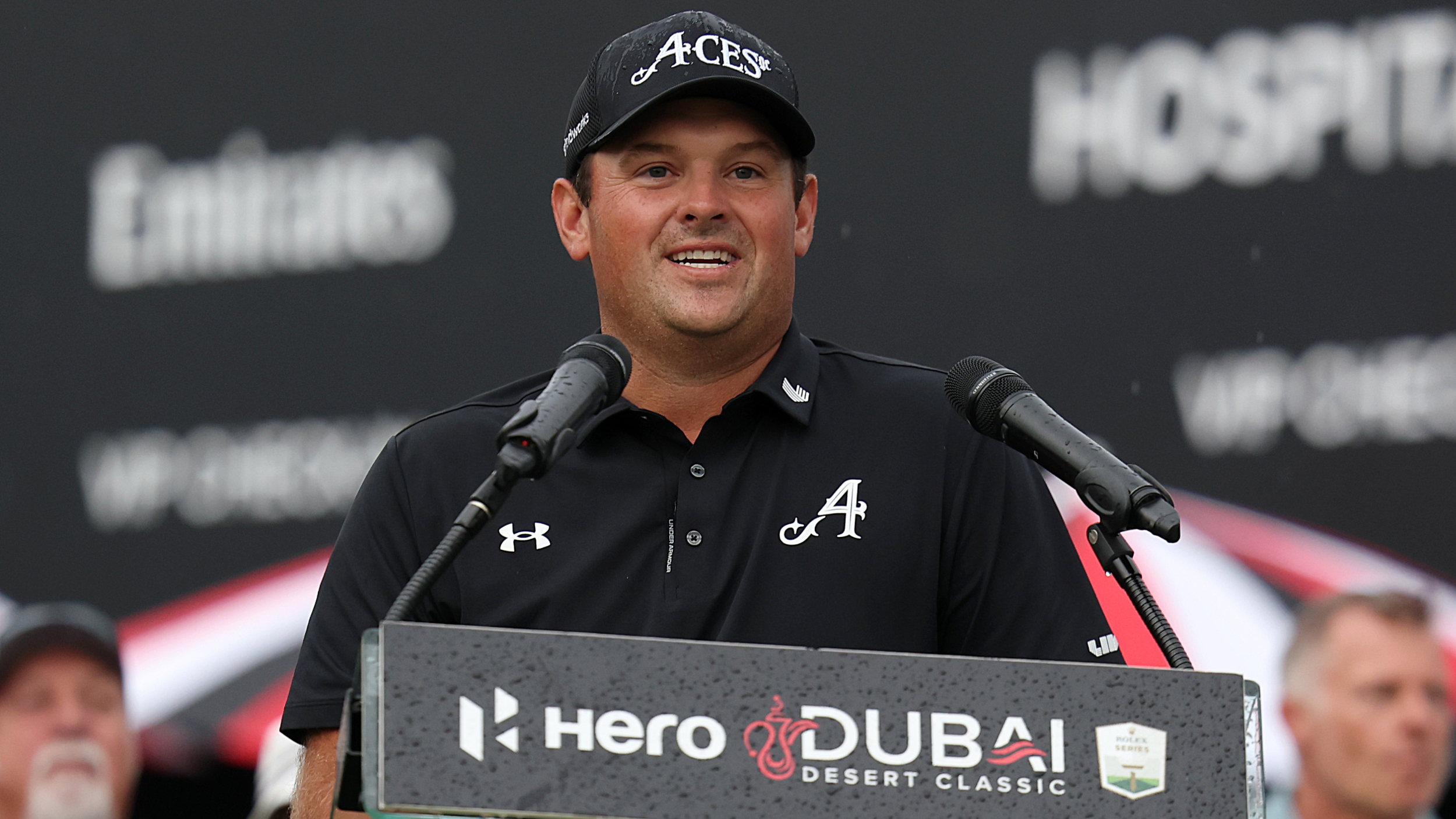 Patrick Reed speaks after winning the Hero Dubai Desert Classic