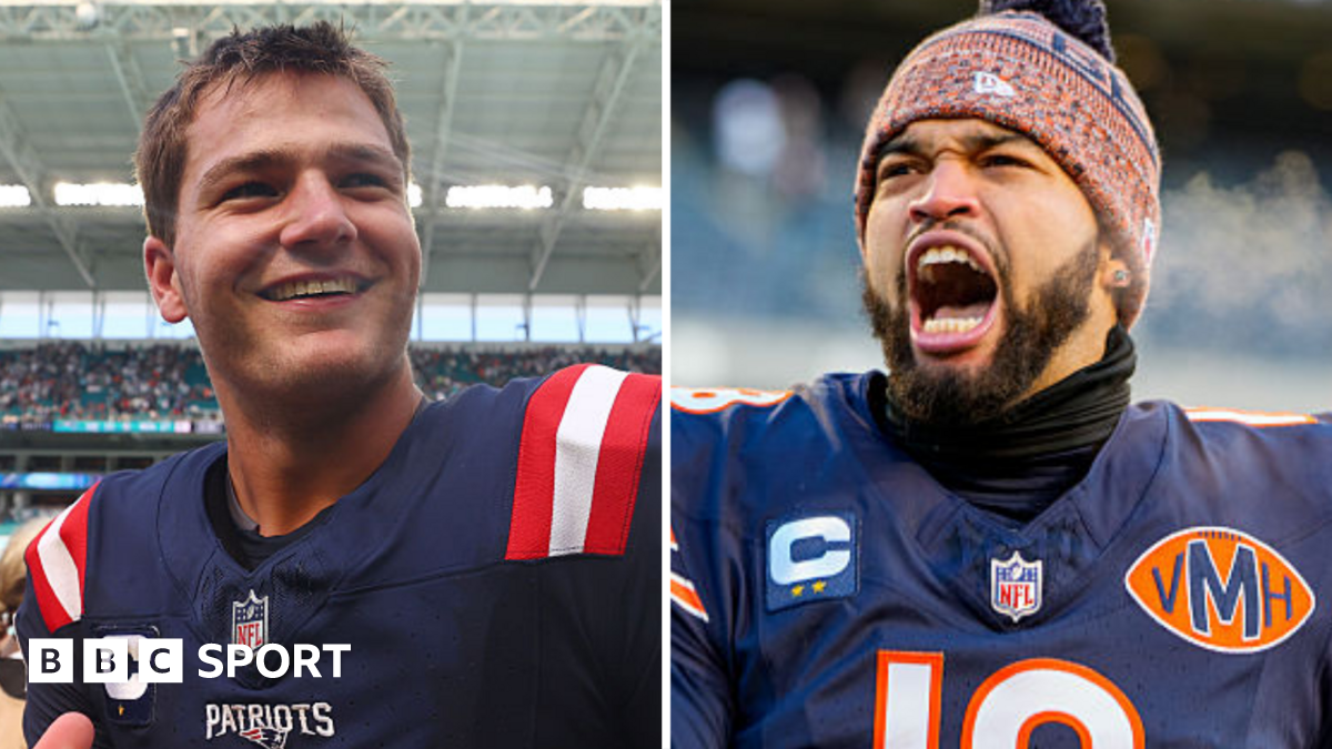 Drake Maye and Caleb Williams celebrating