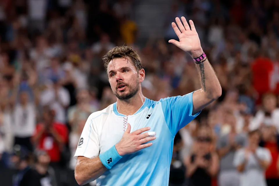 Stan Wawrinka, pictured here bidding farewell after his final match at the Australian Open.
