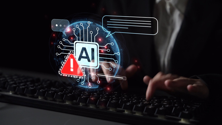 AI interface showing prompt error warning and system alert