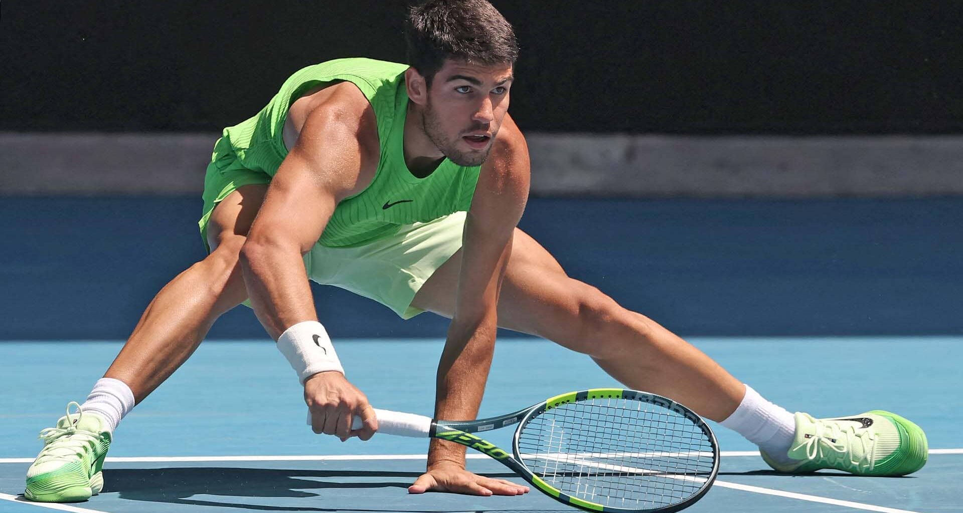 Carlos Alcaraz in action against Tommy Paul on Sunday at the Australian Open.