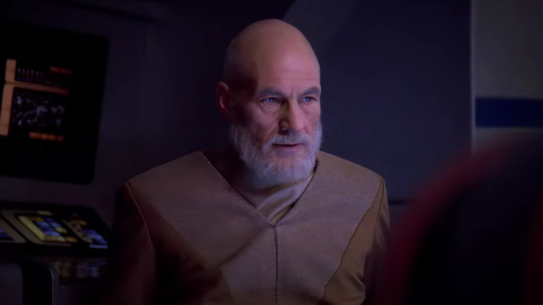 Jean-Luc Picard as an old man with a beard on Star Trek: The Next Generation