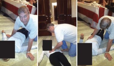 Latest Epstein file photos appear to show former Prince Andrew on floor with female