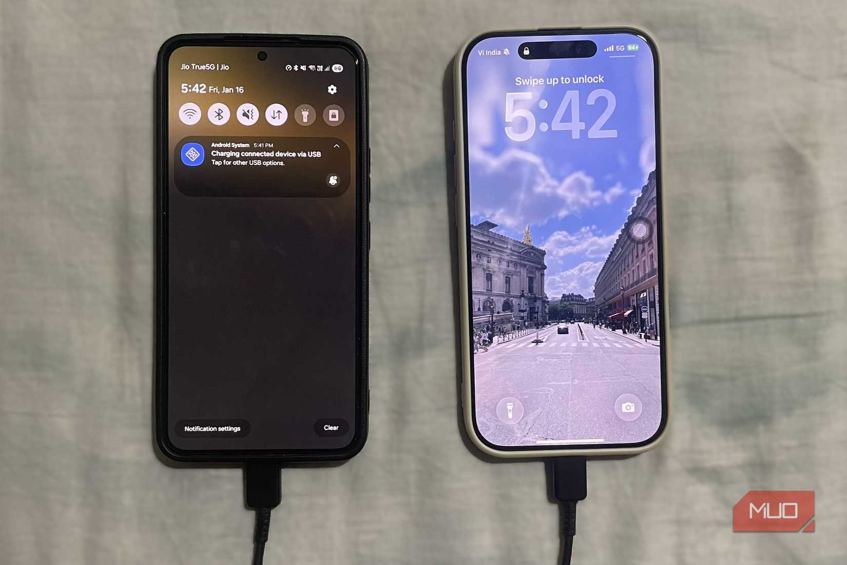 Android phone connected to iPhone