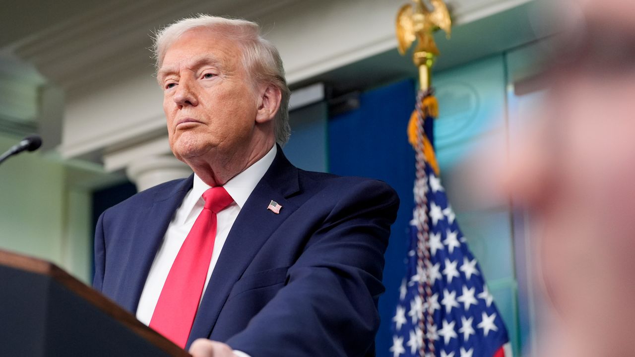 President Donald Trump takes questions from reporters in the James Brady Press Briefing Room at the White House, Tuesday, Jan. 20, 2026, in Washington. (AP Photo/Alex Brandon)