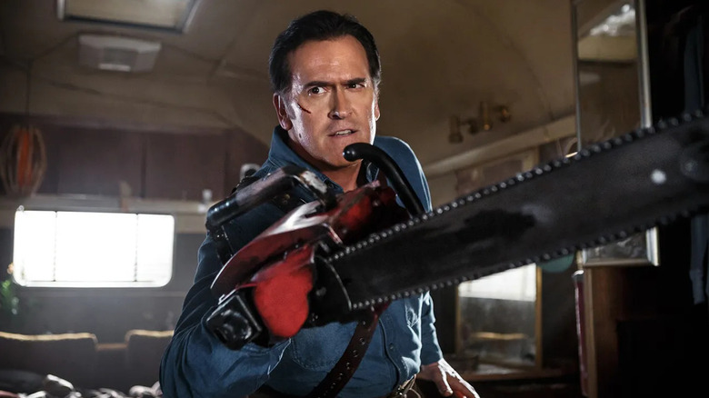 Ash (Bruce Campbell) preps for battle on Ash vs. Evil Dead