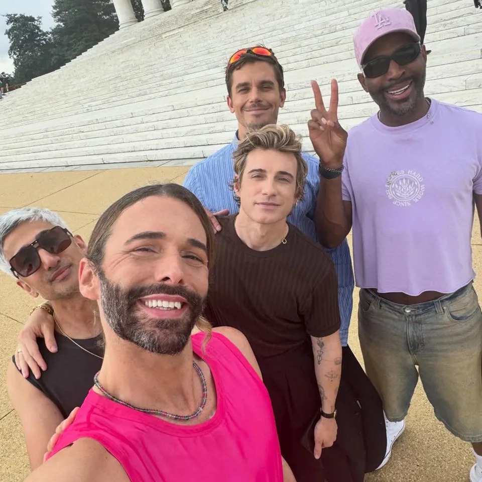 Jonathan Van Ness/Instagram From far left: Tan France, Jonathan Van Ness, Jeremiah Brent, Antoni Porowski and Karamo Brown pose behind-the-scenes on 'Queer Eye.'