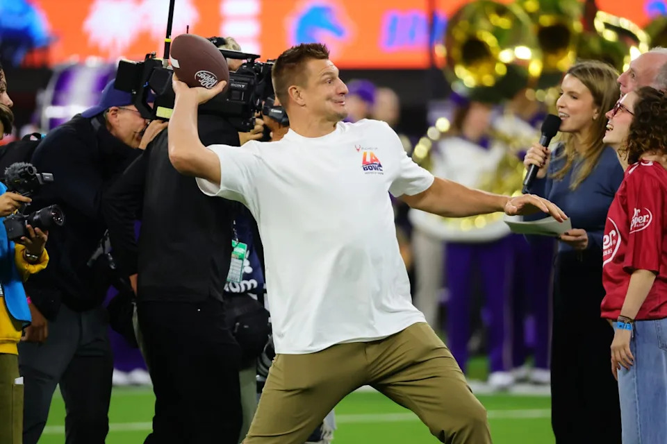 Since the former New England Patriots tight end, he has transitioned to a broadcast career at Fox Sports (Getty Images)