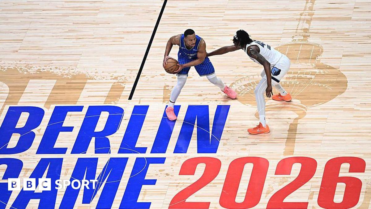 Desmond Bane of the Orlando Magic handles the ball during the game against the Memphis Grizzlies as part of the 2026 NBA Berlin Game
