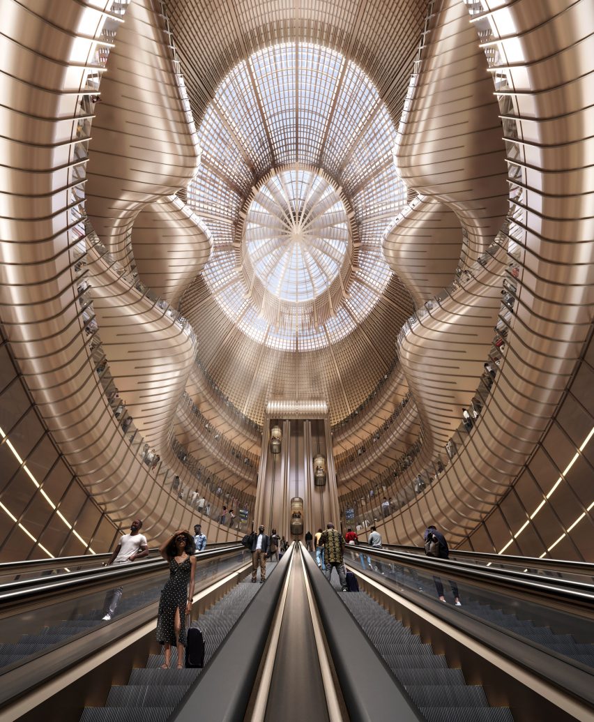 Airport atrium by Zaha Hadid Architects