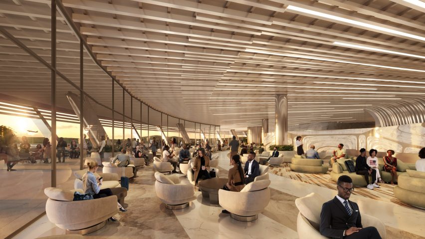 Render of airport lounge