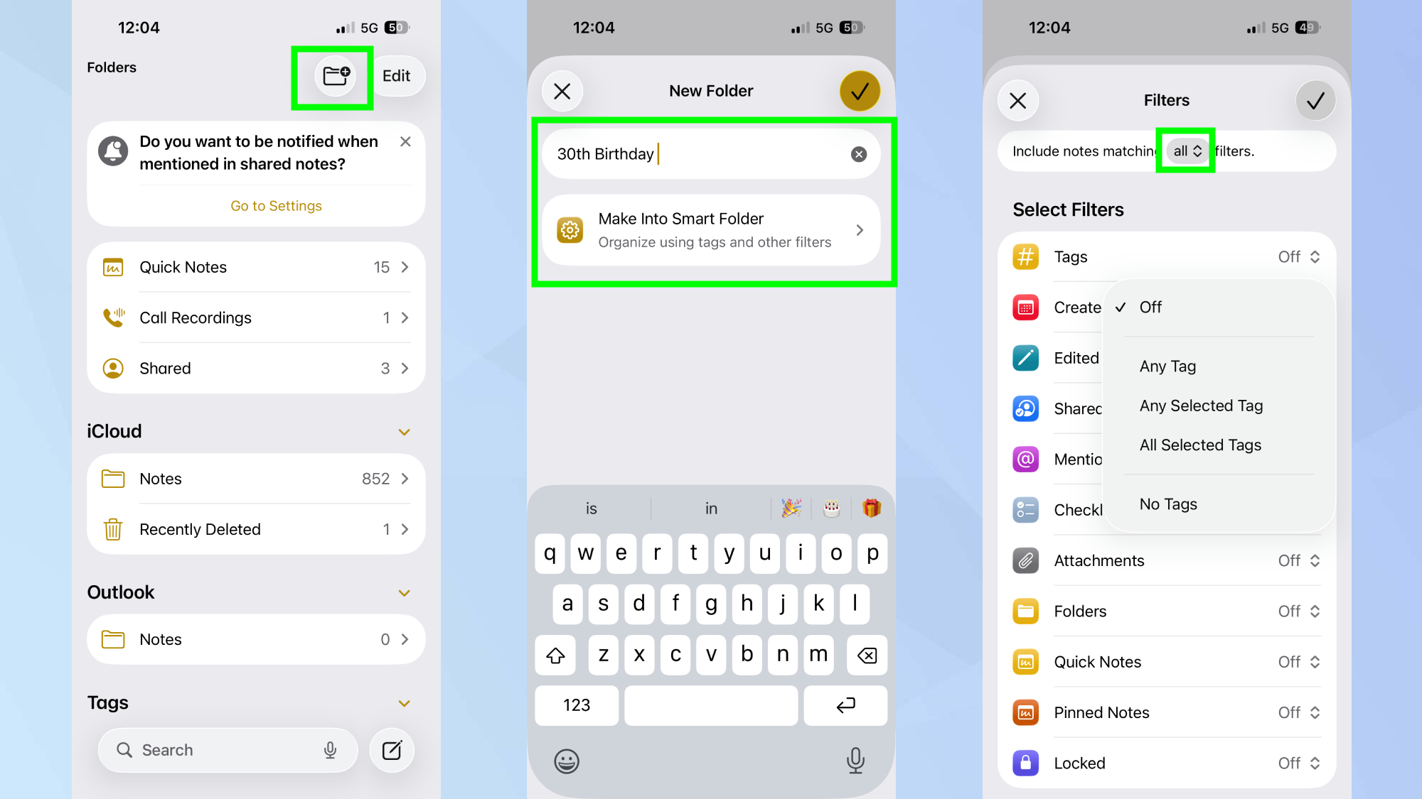 How to create smart folders in Notes on iPhone
