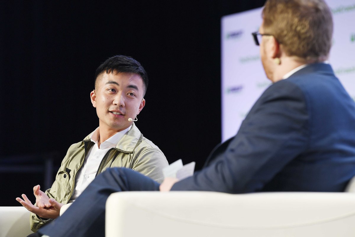 Carl Pei on-stage talking to TechCrunch Disrupt San Francisco