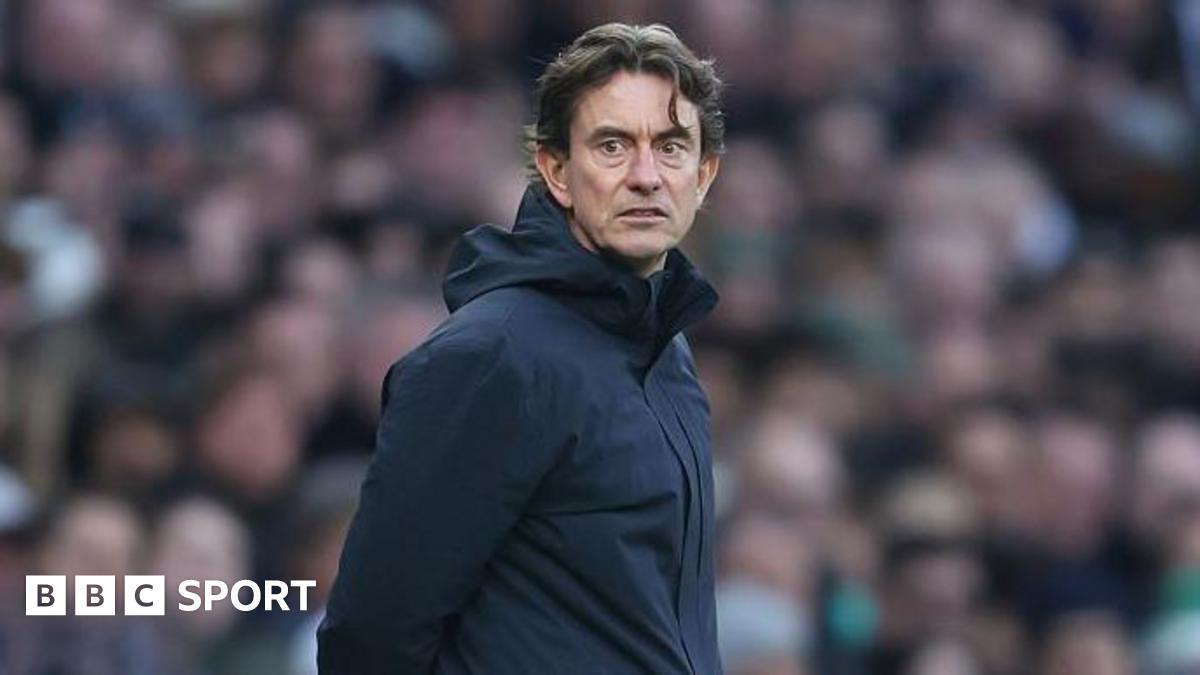 Thomas Frank looks on during a Tottenham match